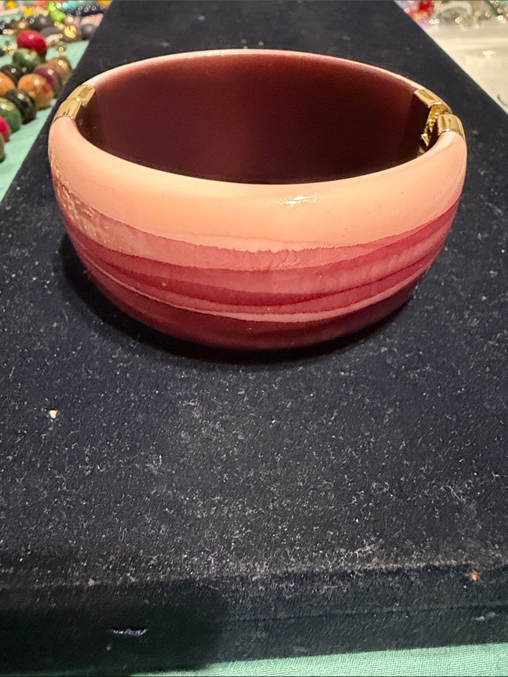 Pink Striped Resin Bracelet